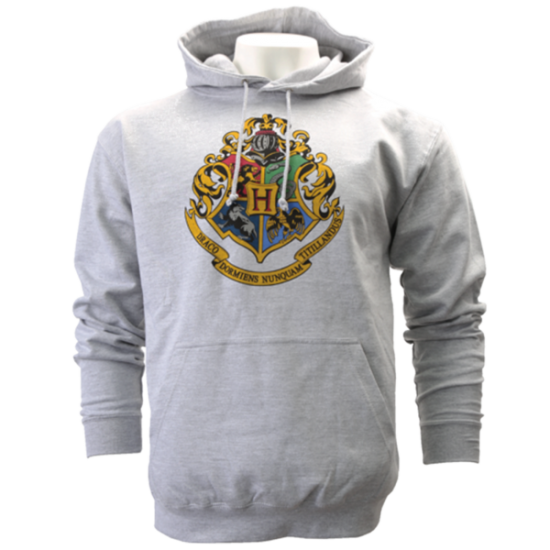 HARRY POTTER ★ Grey Hogwarts Crest Hooded Jumper ＆ New Product